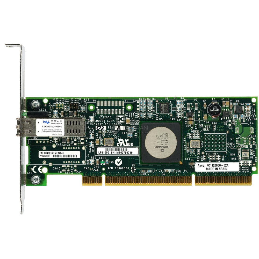 03N5016 IBM  LP11000 PCI-X  1-PORT 4GB FIBRE CHANNEL CONTROLLER - 280E